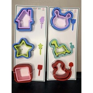 NWT Sandwich Cooki Cutter Set 2- 9 Pcs Bear Dinosaur Duck House Star Square CUTE
